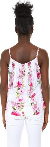 Matchable Couple Hawaiian Luau Shirt or Spaghetti Strap Top in Pink White Hibiscus Vine in Saudi Arabia