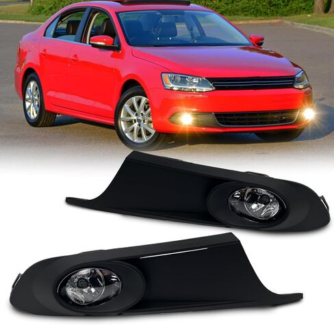 مجموعة مصابيح الضباب متوافقة مع Volkswagen Jetta 2011-2014 (غير مناسبة لطرازات Wagon، GLI) رقم جزء OEM: 5K0941699G;5K0941700G;الإطار الخارجي: 5C6853665A9B9;5C6853666A9B9 (عدسة شفافة) in Saudi Arabia