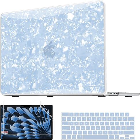 جراب AKIT متوافق مع جهاز MacBook Air 13 بوصة 2026 2025 2024 2023 M5 M4 M3 M2 غلاف صلب للكمبيوتر المحمول لامع لؤلؤي لامع A3449 A3240 A3113 A2681 Mac Air 13.6 يتضمن لوحة مفاتيح وغطاء شاشة، ملون in Kuwait