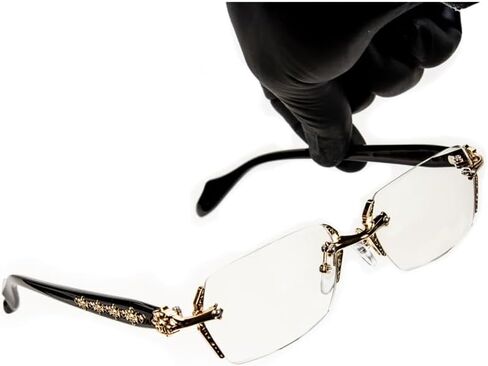 Street Knitted Retro Gothic Cross Style Vintage Designer Edge Cut Rimless Clear Lens Gold Frame Eyewear Unisex Square Frameless Men’s Women Clear Tint Rectangular Hip Hop Luxury Eye Glasses in Saudi Arabia