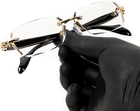 Street Knitted Retro Gothic Cross Style Vintage Designer Edge Cut Rimless Clear Lens Gold Frame Eyewear Unisex Square Frameless Men’s Women Clear Tint Rectangular Hip Hop Luxury Eye Glasses in Saudi Arabia