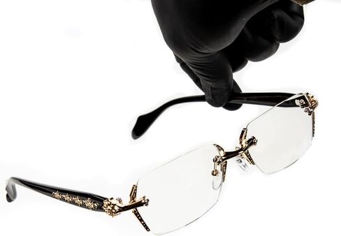 Street Knitted Retro Gothic Cross Style Vintage Designer Edge Cut Rimless Clear Lens Gold Frame Eyewear Unisex Square Frameless Men’s Women Clear Tint Rectangular Hip Hop Luxury Eye Glasses in Saudi Arabia