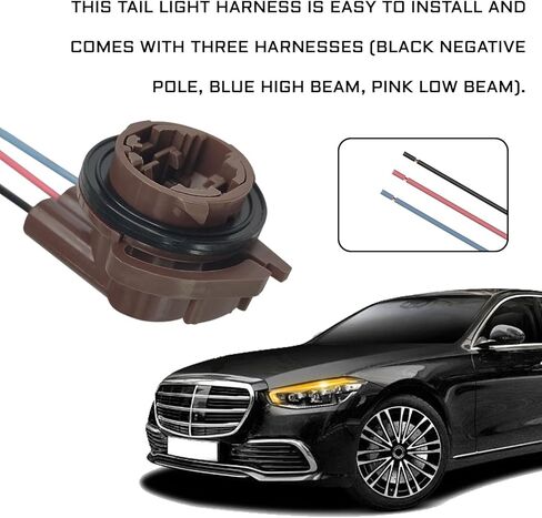 2PCS 3156 3157 Pre-Wired Bulb Sockets, Turn Signal Socket Compatible with 3155 3357 4157 LED & Standard Bulbs, Car Harness Socket Adapter for Turn Signal/Brake/Tail Light/DRL in Kuwait