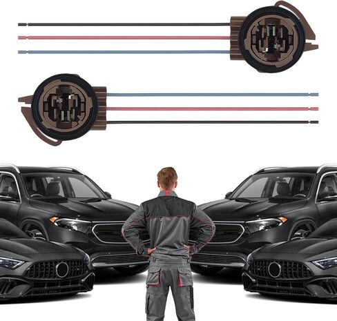 2PCS 3156 3157 Pre-Wired Bulb Sockets, Turn Signal Socket Compatible with 3155 3357 4157 LED & Standard Bulbs, Car Harness Socket Adapter for Turn Signal/Brake/Tail Light/DRL in Kuwait