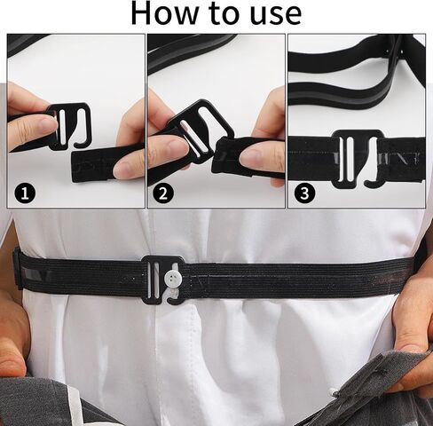 PineHaven 3 Pack Shirt Stay Belts for Men,Adjustable Non-Slip Elastic Shirt Holders Keep Shirts Tucked In Men Women Tuck-It Style Shirts Lock (Black) in Kuwait