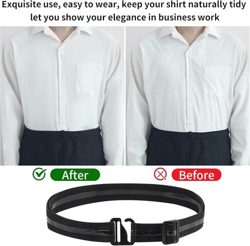 PineHaven 3 Pack Shirt Stay Belts for Men,Adjustable Non-Slip Elastic Shirt Holders Keep Shirts Tucked In Men Women Tuck-It Style Shirts Lock (Black) in Kuwait