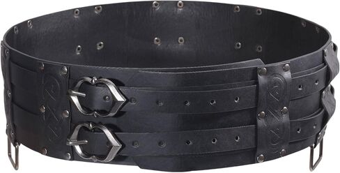Medieval Wide Belt Viking Faux Leather Armor Knight Waist Belts Wide Embossed Buckle Corset Belts for LARP Halloween Cosplay Christmas Costume Black in Saudi Arabia