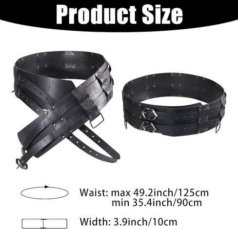 Medieval Wide Belt Viking Faux Leather Armor Knight Waist Belts Wide Embossed Buckle Corset Belts for LARP Halloween Cosplay Christmas Costume Black in Saudi Arabia