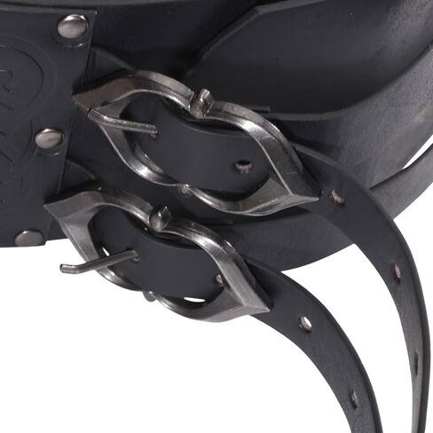 Medieval Wide Belt Viking Faux Leather Armor Knight Waist Belts Wide Embossed Buckle Corset Belts for LARP Halloween Cosplay Christmas Costume Black in Saudi Arabia