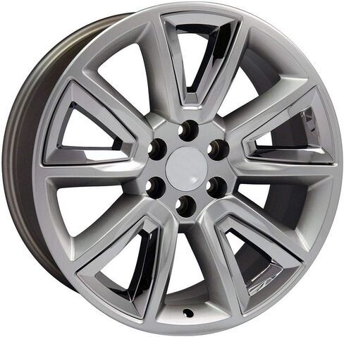 إطارات وإطارات OE Wheels CV73 مقاس 20 بوصة تناسب طراز تاهو 6x139.7 20x8.5 أسود لامع مع إدراج كروم - هولاندر 5696 - TS-37 AT 275/55-20 (مجموعة من 4) in Saudi Arabia