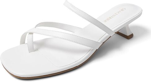 صنادل بكعب للنساء كعب قطة مربعة من الأمام فليب فلوب بكعب عريض وتصميم صنادل عصرية للحفلات والكاجوال in Kuwait