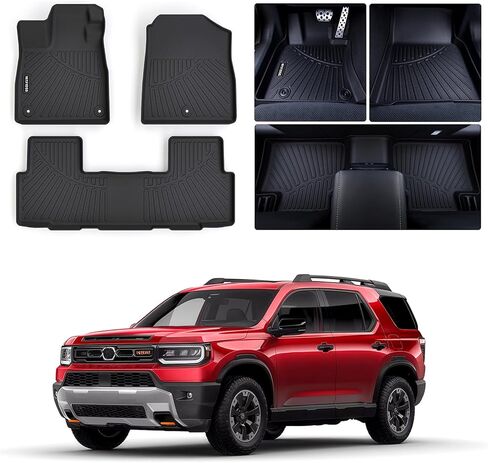 Floor Mats & Trunk Mat for KIA EV9 2024 7-Seats Version（Not Fit for 6-Seats Version）, 1st & 2nd & 3rd Rows Full Set with Cargo Liner,TPE All Weather Protection Car Floor Liners-Black in Saudi Arabia
