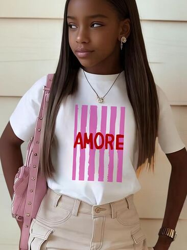 Girls Graphic T-Shirt, Printed Short Sleeve Tee for Kids 8–14 in Saudi Arabia