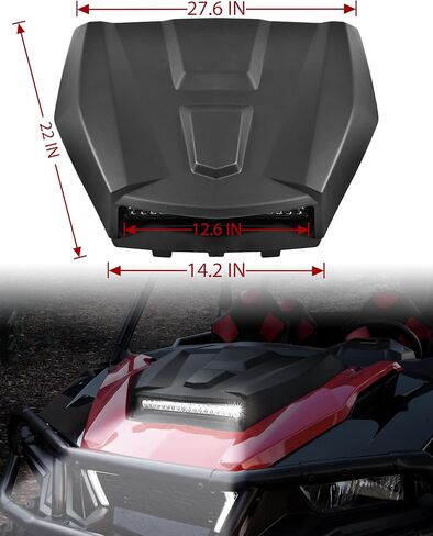 مغرفة غطاء محرك السيارة الرياضية SAUTVS مع ضوء كشاف LED لـ Polaris General 1000/XP 1000 16-21، مغرفة غطاء محرك السيارة مع مجموعة إضاءة مساعدة LED لملحقات Polaris General 1000/4 1000/ XP 1000/ XP 4 1000 2016-2021 in Saudi Arabia
