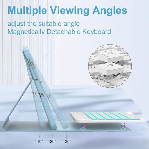 Samsung Galaxy Tab S6 Lite Case with Keyboard 10.4" 2022/2020, Detachable Wireless Backlight Keyboard| Slim Folio Cover with S Pen Holder| Auto Sleep/Wake| Galaxy Tab S6 Lite SM-P610/P613/P615/P619 in Kuwait