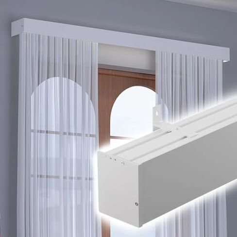 Extra Long 8ft Curtain Track Rod - Wall Mounted Cover for Living Room, Single Track Cassette Baffle System, Perfect for Home Décor & Stylish Window Treatments in Saudi Arabia