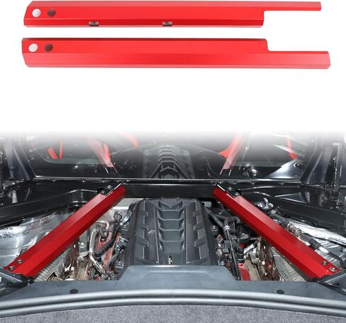 for C8 Corvette Accessories Aluminum Engine Compartment Pull Bar Trim Strip,Engine Bay Strut Bar Left Right Panel Cover Trim Compatible with Corvette C8 2020-2024 2025 (A/Red) in Saudi Arabia