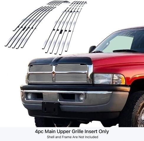 APS Chrome Billet Grille Grill Insert Compatible with Dodge Ram 1994 1995 1996 1997 1998 1999 2000 2001 Main Upper N19-A12756D in Saudi Arabia
