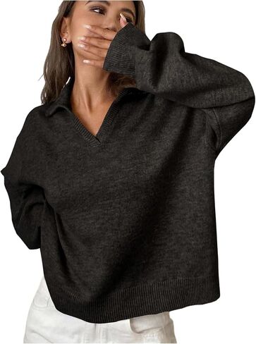 سترات Verdusa النسائية المريحة ذات المال القديم بلوفرات الخريف المحبوكة بياقة علوية كاجوال أنيقة in Kuwait