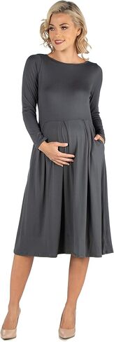 24seven ملابس مريحة طول ميدي صالح N مضيئة جيب فستان الأمومة in Kuwait