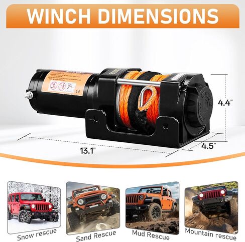 AutoForever 5500lb Electric Winch with Synthetic Rope,12V DC ATV UTV Winch with Both Wireless Handheld Remote and Corded Control,IP67 Waterproof Portable Power Winch for Off-Road Recovery, Towing,Boat in Kuwait