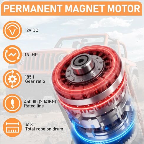 AutoForever 5500lb Electric Winch with Synthetic Rope,12V DC ATV UTV Winch with Both Wireless Handheld Remote and Corded Control,IP67 Waterproof Portable Power Winch for Off-Road Recovery, Towing,Boat in Kuwait