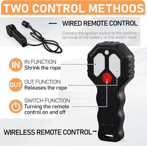 AutoForever 5500lb Electric Winch with Synthetic Rope,12V DC ATV UTV Winch with Both Wireless Handheld Remote and Corded Control,IP67 Waterproof Portable Power Winch for Off-Road Recovery, Towing,Boat in Kuwait