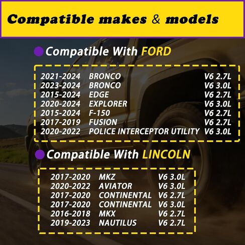 4 قطع محرك متغير صمام التوقيت VVT الملف اللولبي متوافق مع Ford F150 Explorer Fusion مناسب لأداة اعتراض الشرطة Edge Bronco مناسب لسيارة Lincoln MKZ MKX Nautilus Aviator V6 2.7L 3.0L 15-24 in Kuwait