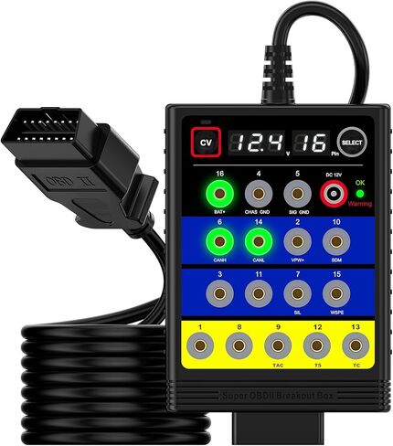 TRISCO Super Obd2 Breakout Box - أداة تشخيص السيارات ذات 16 سنًا مع عرض الجهد، ودعم برمجة وحدة التحكم الإلكترونية، واكتشاف بروتوكول CAN/K-LINE in Kuwait