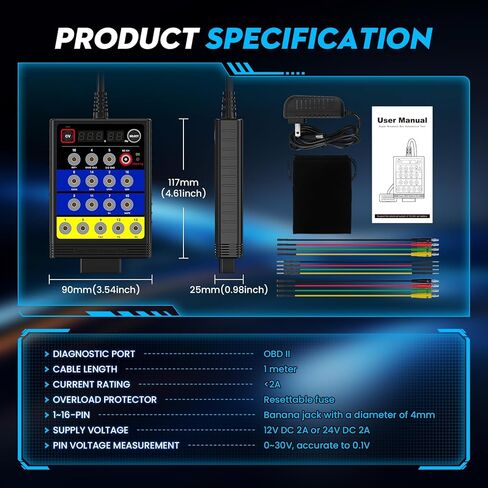 TRISCO Super Obd2 Breakout Box - أداة تشخيص السيارات ذات 16 سنًا مع عرض الجهد، ودعم برمجة وحدة التحكم الإلكترونية، واكتشاف بروتوكول CAN/K-LINE in Kuwait