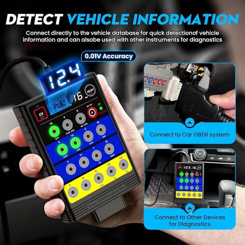 TRISCO Super Obd2 Breakout Box - أداة تشخيص السيارات ذات 16 سنًا مع عرض الجهد، ودعم برمجة وحدة التحكم الإلكترونية، واكتشاف بروتوكول CAN/K-LINE in Kuwait