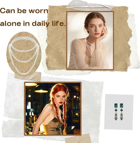 5 قطع - مجموعة غطاء رأس Gatsby Flapper الرائعة: إكسسوارات من العشرينيات للنساء مع قلادة من اللؤلؤ وسوار وأقراط وقفازات سوداء طويلة - ملابس حفلات Harlem Nights in Saudi Arabia