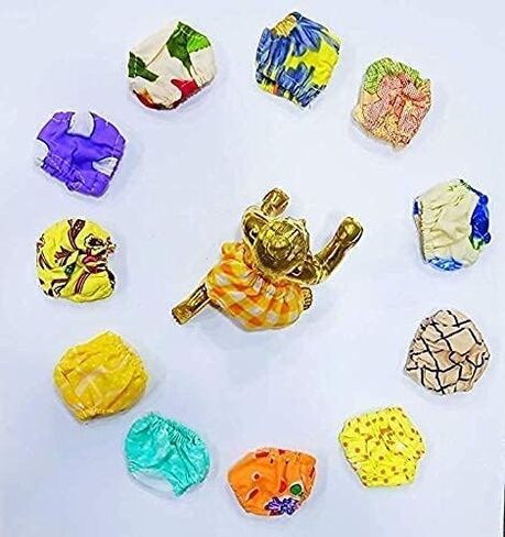 Size 1 Laddu Gopal Shringar Combo Set, 8 Piece Traditional Indian Temple Jewelry, Multicolor, Size 1 No, Mukut Mala Bansuri Chhadi Kundal Karula Pagdi Specs in Saudi Arabia