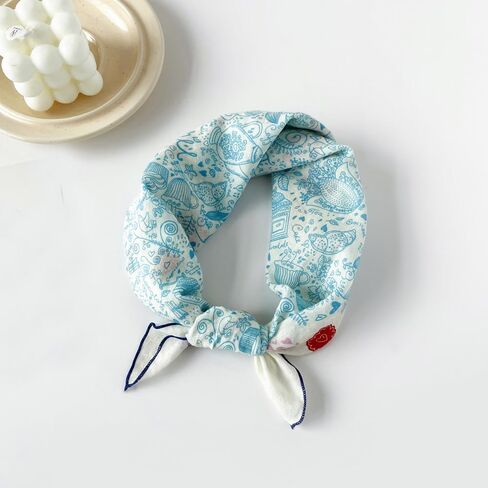 23 inch Cotton and Linen Scarf Women's Fashion Pattern Square Satin Headscarf Headdress Scarves in Saudi Arabia