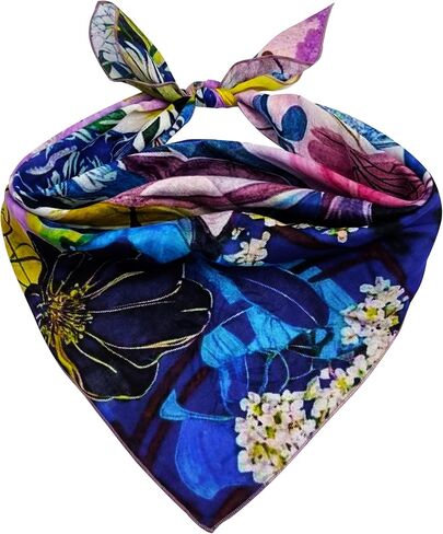 100% Cotton Square Scarf for Women - 25" Lightweight Artistic & Vintage Bandana for Hair, Neck, and Headwear in Saudi Arabia