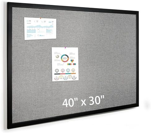 لوحة إعلانات مقاس 40 × 30 بوصة، لوحة فلين للجدران، لوحات إعلانات بإطار خشبي مع قماش رمادي، لوحة فلين مثبتة على الحائط لديكور المنزل والمدرسة والمكتب in Kuwait