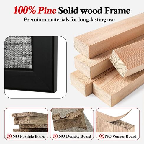 لوحة إعلانات مقاس 40 × 30 بوصة، لوحة فلين للجدران، لوحات إعلانات بإطار خشبي مع قماش رمادي، لوحة فلين مثبتة على الحائط لديكور المنزل والمدرسة والمكتب in Kuwait