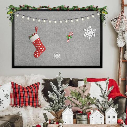 لوحة إعلانات مقاس 40 × 30 بوصة، لوحة فلين للجدران، لوحات إعلانات بإطار خشبي مع قماش رمادي، لوحة فلين مثبتة على الحائط لديكور المنزل والمدرسة والمكتب in Kuwait