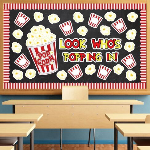 JarThenaAMCS 77 Pcs Popcorn Bulletin Board Decoration Funny Popcorn Bucket Paper Cutouts with 150 Pcs Glue Points for Back to School Movie Night Party Classroom in Saudi Arabia