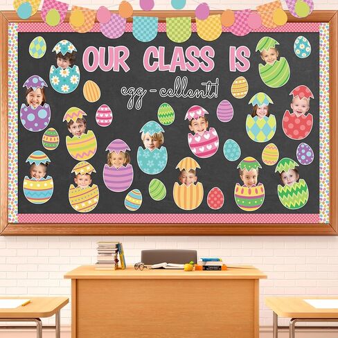 142Pcs Easter Egg Cutouts with Photo Space, Spring DIY Photo Craft Cutouts for Bulletin Board Classroom Decoration, Make Your Own Easter Egg Craft Kit for School Home Chalkboard Wall Door Decor in Saudi Arabia