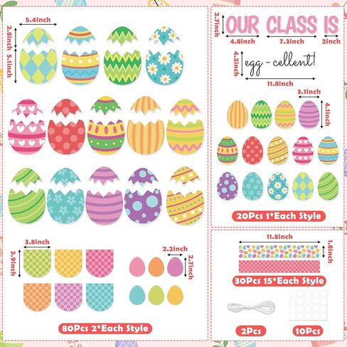 142Pcs Easter Egg Cutouts with Photo Space, Spring DIY Photo Craft Cutouts for Bulletin Board Classroom Decoration, Make Your Own Easter Egg Craft Kit for School Home Chalkboard Wall Door Decor in Saudi Arabia
