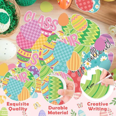 142Pcs Easter Egg Cutouts with Photo Space, Spring DIY Photo Craft Cutouts for Bulletin Board Classroom Decoration, Make Your Own Easter Egg Craft Kit for School Home Chalkboard Wall Door Decor in Saudi Arabia