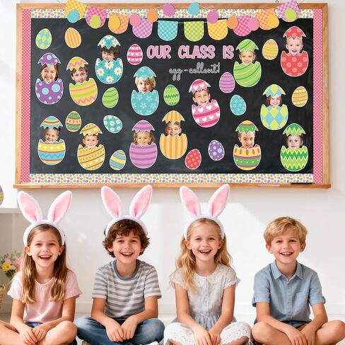 142Pcs Easter Egg Cutouts with Photo Space, Spring DIY Photo Craft Cutouts for Bulletin Board Classroom Decoration, Make Your Own Easter Egg Craft Kit for School Home Chalkboard Wall Door Decor in Saudi Arabia
