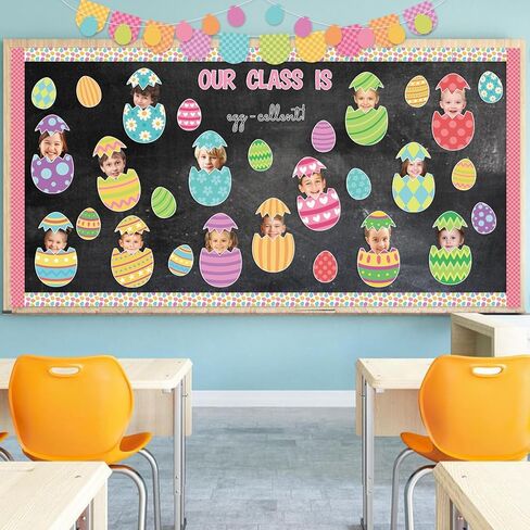 142Pcs Easter Egg Cutouts with Photo Space, Spring DIY Photo Craft Cutouts for Bulletin Board Classroom Decoration, Make Your Own Easter Egg Craft Kit for School Home Chalkboard Wall Door Decor in Saudi Arabia