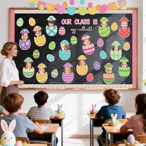 142Pcs Easter Egg Cutouts with Photo Space, Spring DIY Photo Craft Cutouts for Bulletin Board Classroom Decoration, Make Your Own Easter Egg Craft Kit for School Home Chalkboard Wall Door Decor in Saudi Arabia