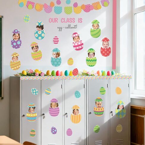 142Pcs Easter Egg Cutouts with Photo Space, Spring DIY Photo Craft Cutouts for Bulletin Board Classroom Decoration, Make Your Own Easter Egg Craft Kit for School Home Chalkboard Wall Door Decor in Saudi Arabia
