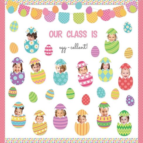 142Pcs Easter Egg Cutouts with Photo Space, Spring DIY Photo Craft Cutouts for Bulletin Board Classroom Decoration, Make Your Own Easter Egg Craft Kit for School Home Chalkboard Wall Door Decor in Saudi Arabia