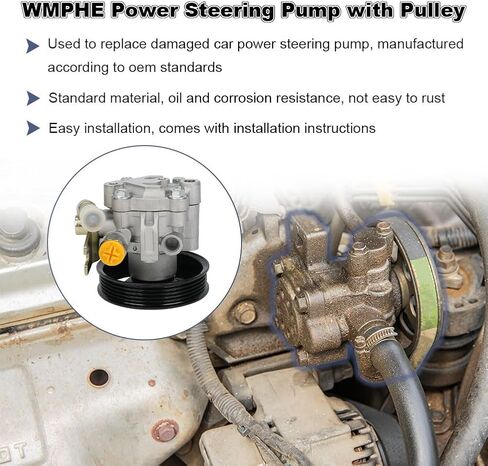 Power Steering Pump with Pulley Compatible with Nissan Frontier 3.3L V6 1999 2000 2001 2002 2003 2004, Compatible with Nissan Xterra 3.3L V6 2000 to 2004, Replacement for 21-5219, 491104S100 in Saudi Arabia