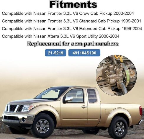 Power Steering Pump with Pulley Compatible with Nissan Frontier 3.3L V6 1999 2000 2001 2002 2003 2004, Compatible with Nissan Xterra 3.3L V6 2000 to 2004, Replacement for 21-5219, 491104S100 in Saudi Arabia