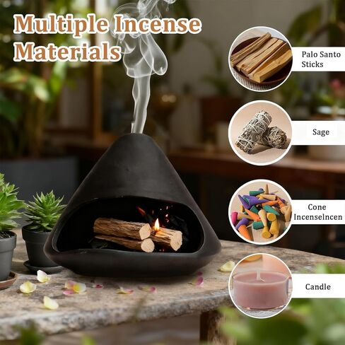 Palo Santo Holder Sage Sticks Incense Holder Incense Zongzi Clay Smudge Bowl with Chimney Holder Burner Anxiety Relief Meditation in Saudi Arabia